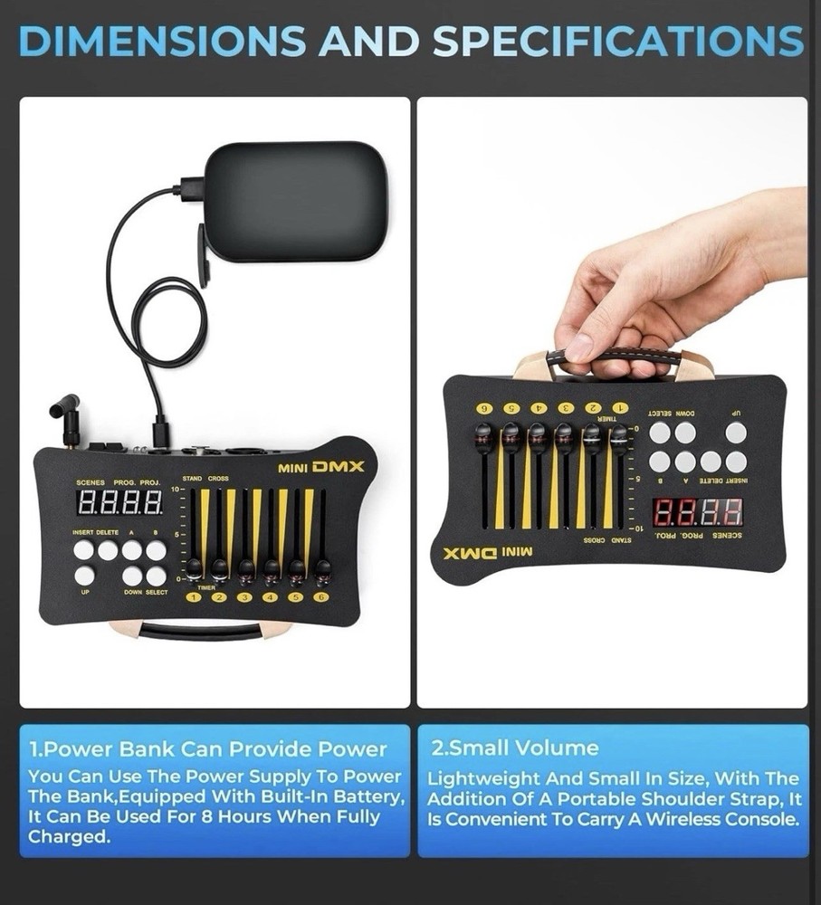 DMX Controller Mini Portable DMX 512 Controller with 3Pcs DMX Controller Dfi DJ