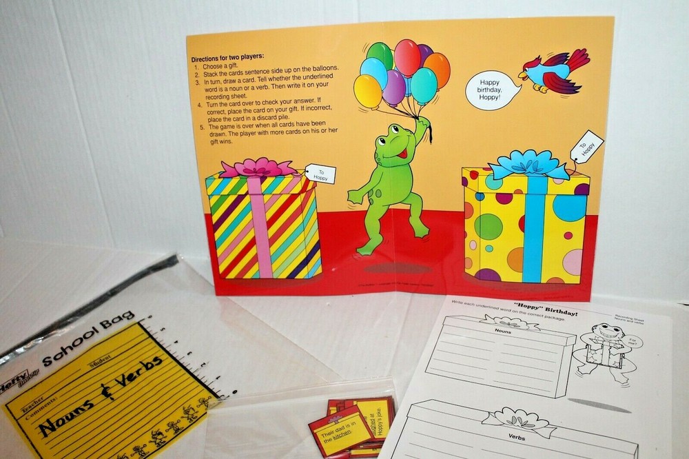Nouns & Verbs Educational Folder Game Language Arts Center Activity Grades 2-3