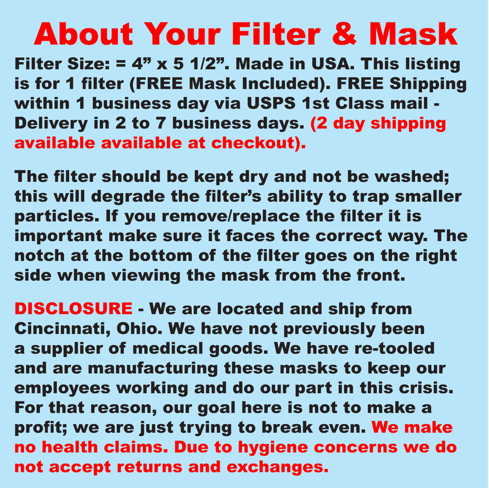 Face mask filter