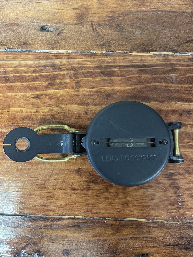 Folding Metal Lenstatic Magnetic Compass W/ Hinged Lid And Sighting Wire