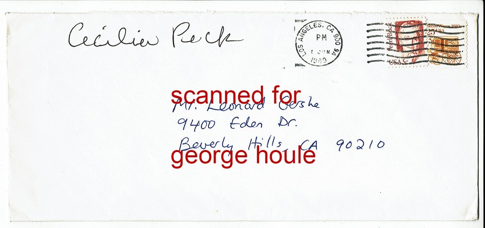 CECILIA PECK - LETTER - SIGNED - LEONARD GERSHE - GREGORY PECK
