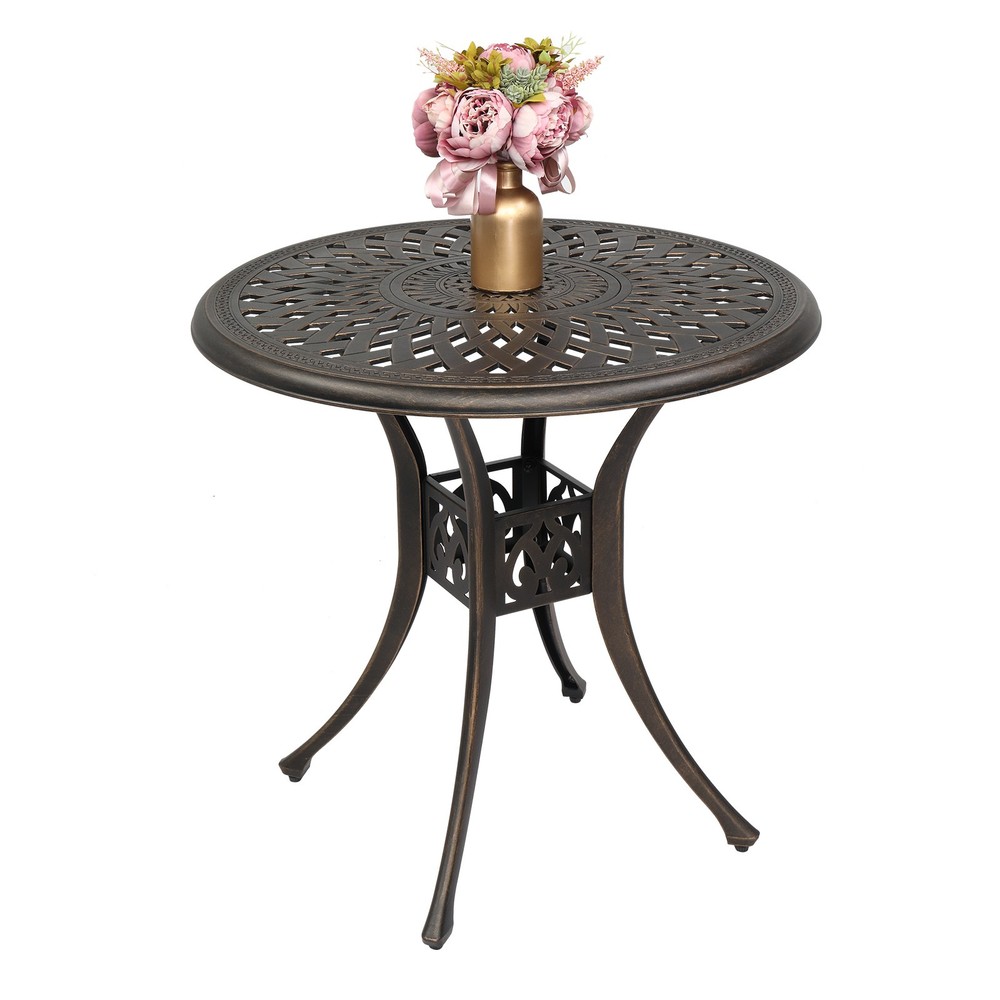 78cm Bronze Cast Aluminum Courtyard Table, Circular Diamond Top