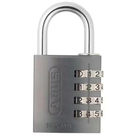 Abus 145/40 Black Combination Padlock, Side, Black/Silver