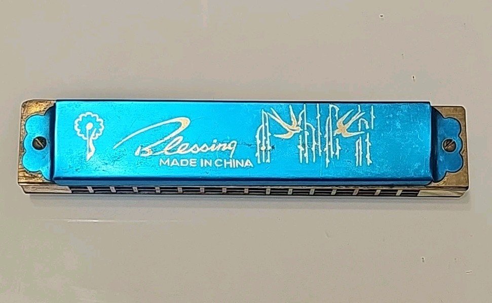 VINTAGE BLESSING WOOD HARMONICA - ORIGINAL BOX - Red