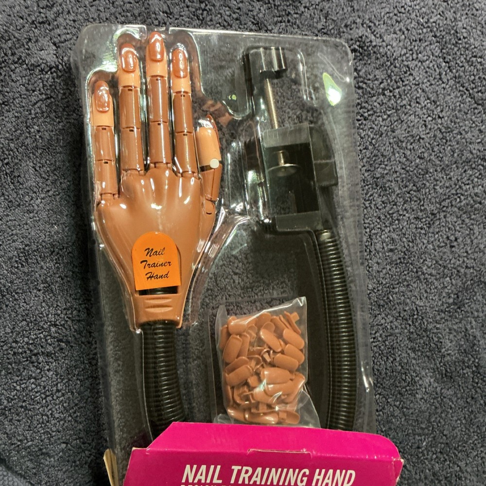 Practice Hand Brown Adjustable Arm Free-Standing 100 Detachable Tips Plastic