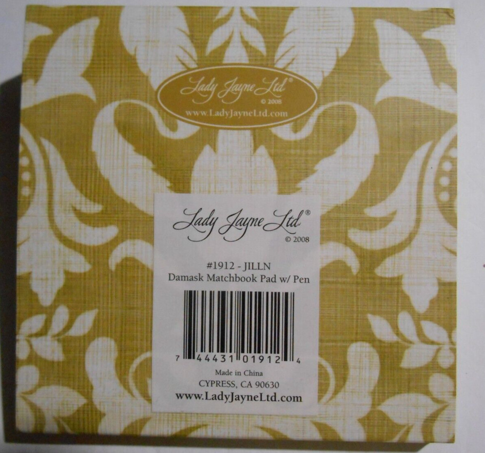 Lady Jane, Ltd. - DAMASK Matchbook Note Pad - Pen missing