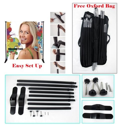 10' X 8' Heavy Duty Telescopic Banner Stand Step and Repeat Adjustable Backdrop