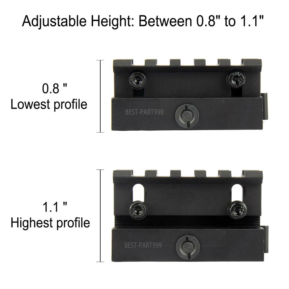 Quick Release Adjustable Height Picatinny Riser Mount - 5 Slot