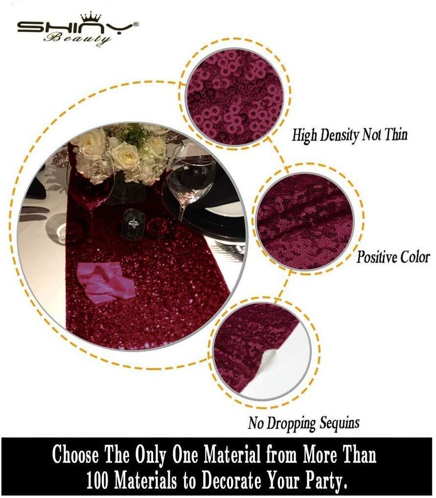 Table Runner 2 Pack Sequin Table Runners Burgundy 12inx108in Curtains Glitter...