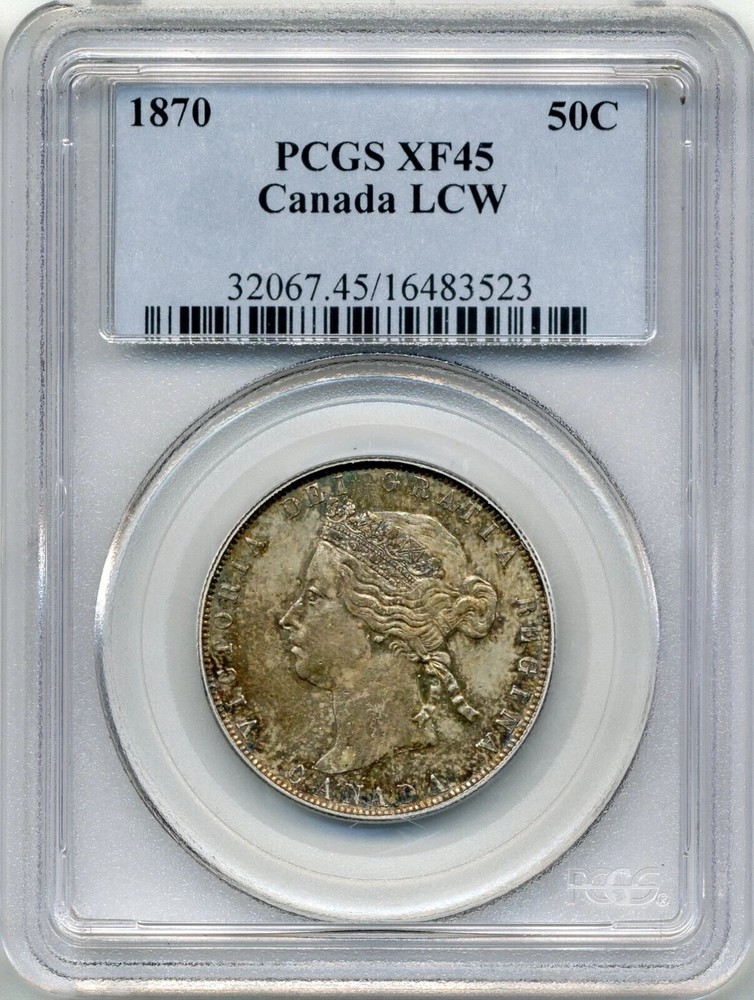 1870 Canada 50 Cent - Extremely Fine, PCGS EF45