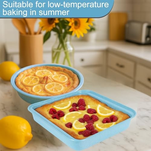 Baking Pans Set Non Stick, Bakeware Sets Stackable, Oven Safe, 6 Piece Set Blue