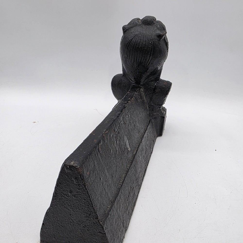 19th Century Queen Bust Firedogs, Antique Cast Iron