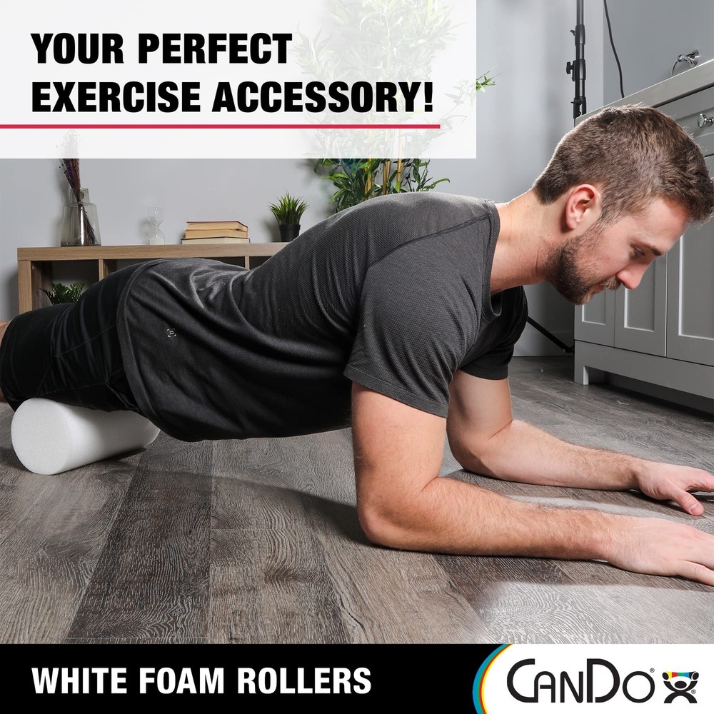 White PE Foam Roller Round 4" Diameter 12" Length Lightweight Durable