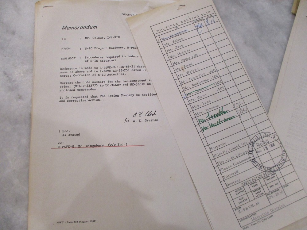 1960s NASA MSFC/BOEING APOLLO/SATURN V ACTUATOR TESTING REPORTS INTERNAL NOTES++