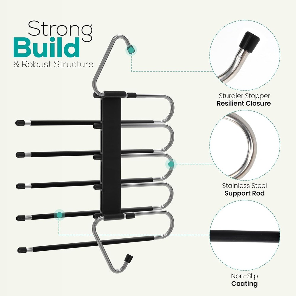 Utopia Home Pants Hangers Space Saving 2 Pack - of 2, Black