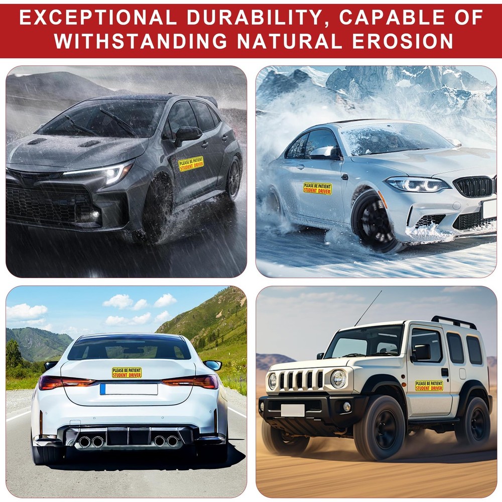 JUSTTOP 3pcs Student Driver Magnet for Car, Medium, Black&red