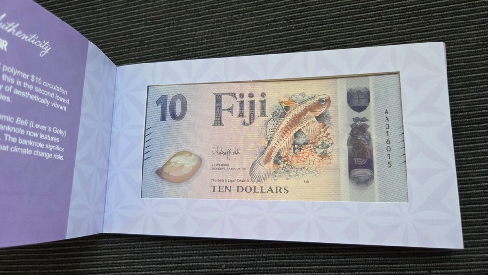 FIJI $10 Dollars 2026 First Prefix AA UNC Polymer Banknote Folder