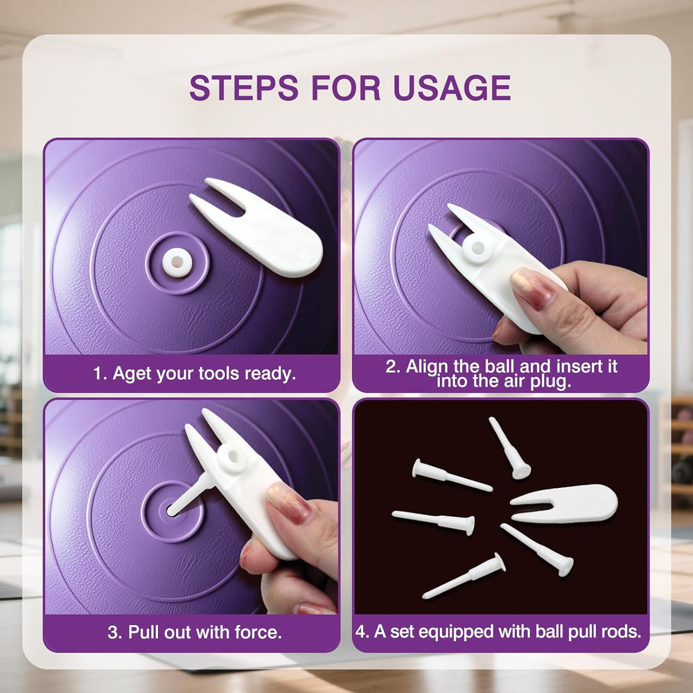 5 Air Stopper Plugs + 1 Remover Tool – Exercise Ball Plug Replacement Kit for...