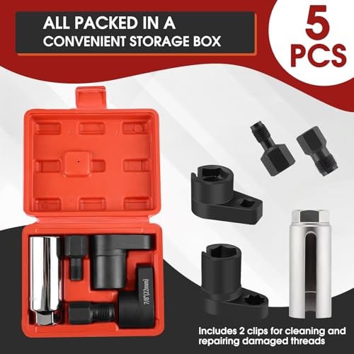 5PCS O2 Oxygen Sensor Socket Set, 3/8 in Drive, 7/8 in (22mm), Premium Removal