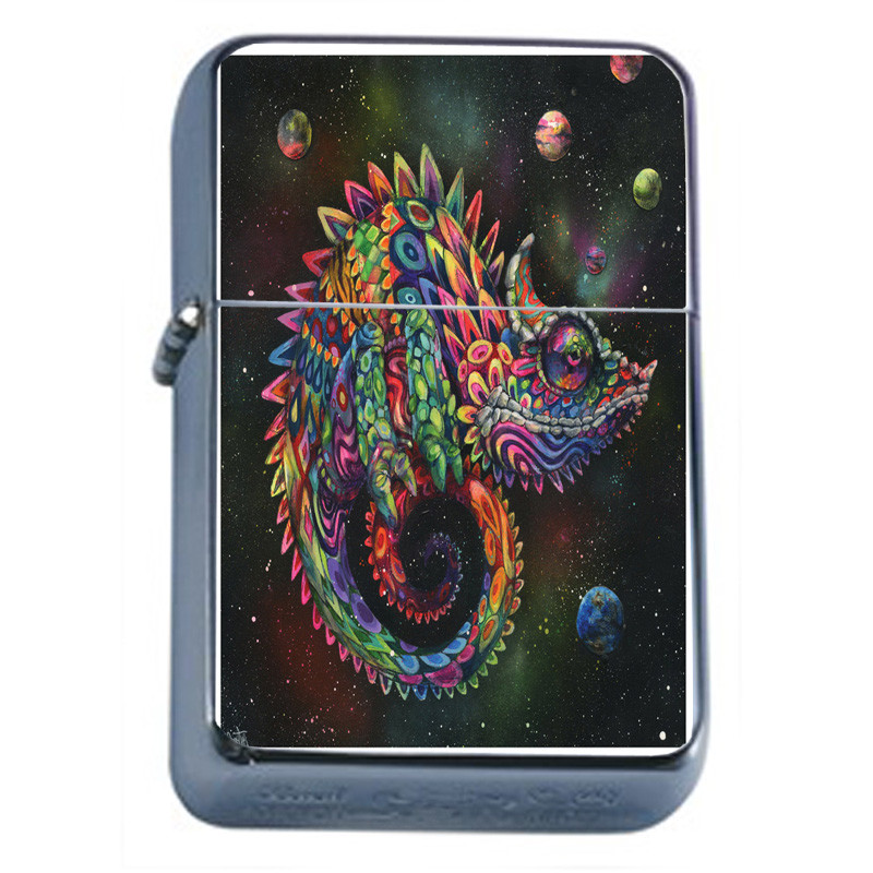 Rainbow Space Chameleon Em1 Flip Top Oil Lighter Wind Resistant
