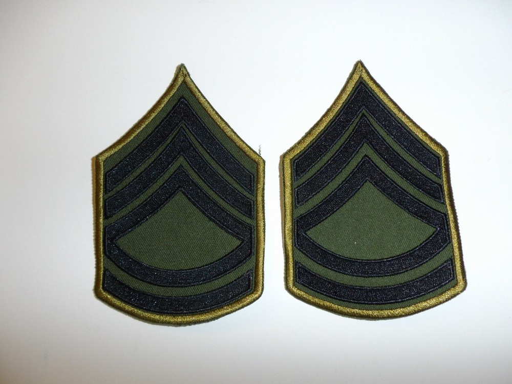 e4017p Vietnam US Army Rank Chevron Sergeant First Class pair OD R1D