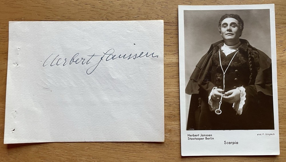 German Opera Baritone Herbert Janssen Autograph