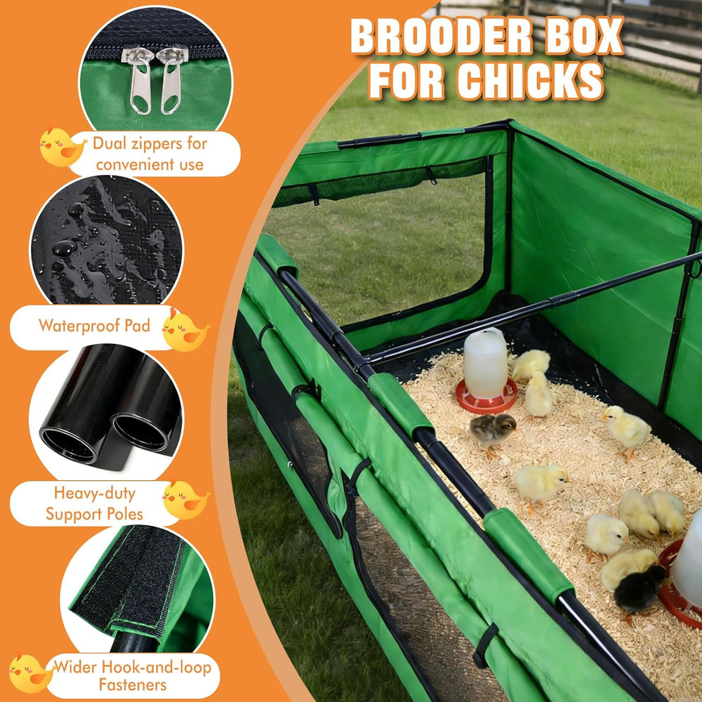 Brooder Box for Chicks, Chicken Run Large Chick Starter Kit Portable Brooding Pe