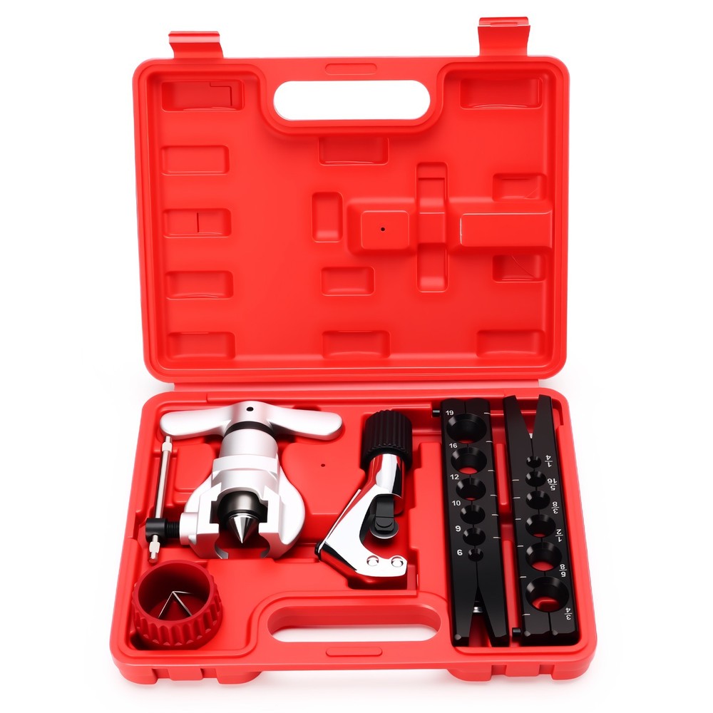Flaring Tool Kit for HVAC, Pipe Expander 1/4''-3/4'', 6-19mm, Deburring Tool & C