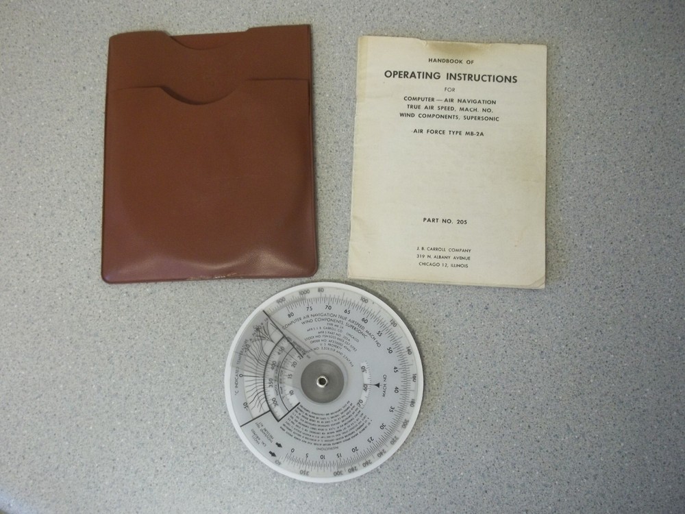 Airforce Type MB-2A Air Navigation True Air Speed Computer Slide-Rule and case