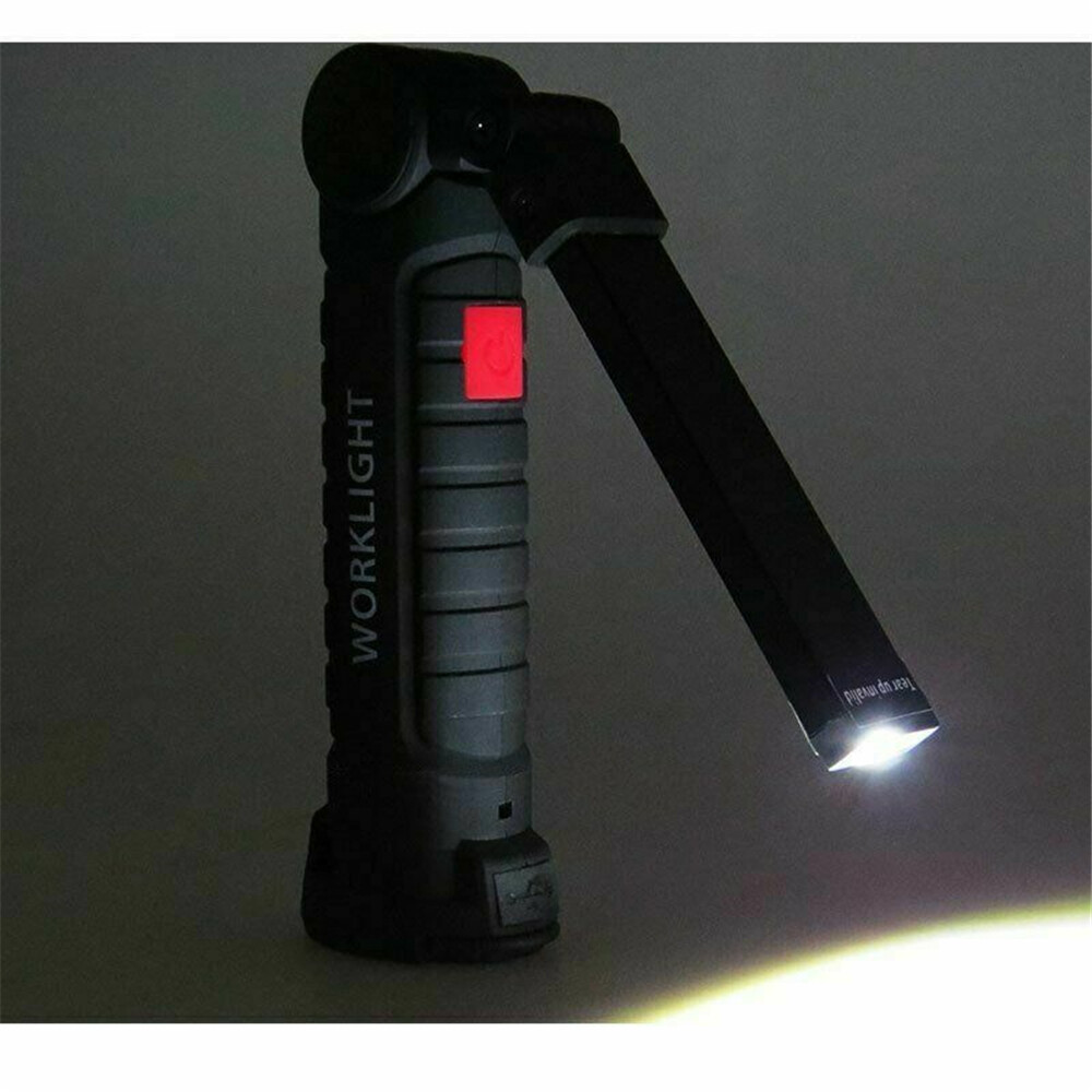 2PCS USB Rechargeable LED Work Light with Magnetic Base & Folding Torch Design