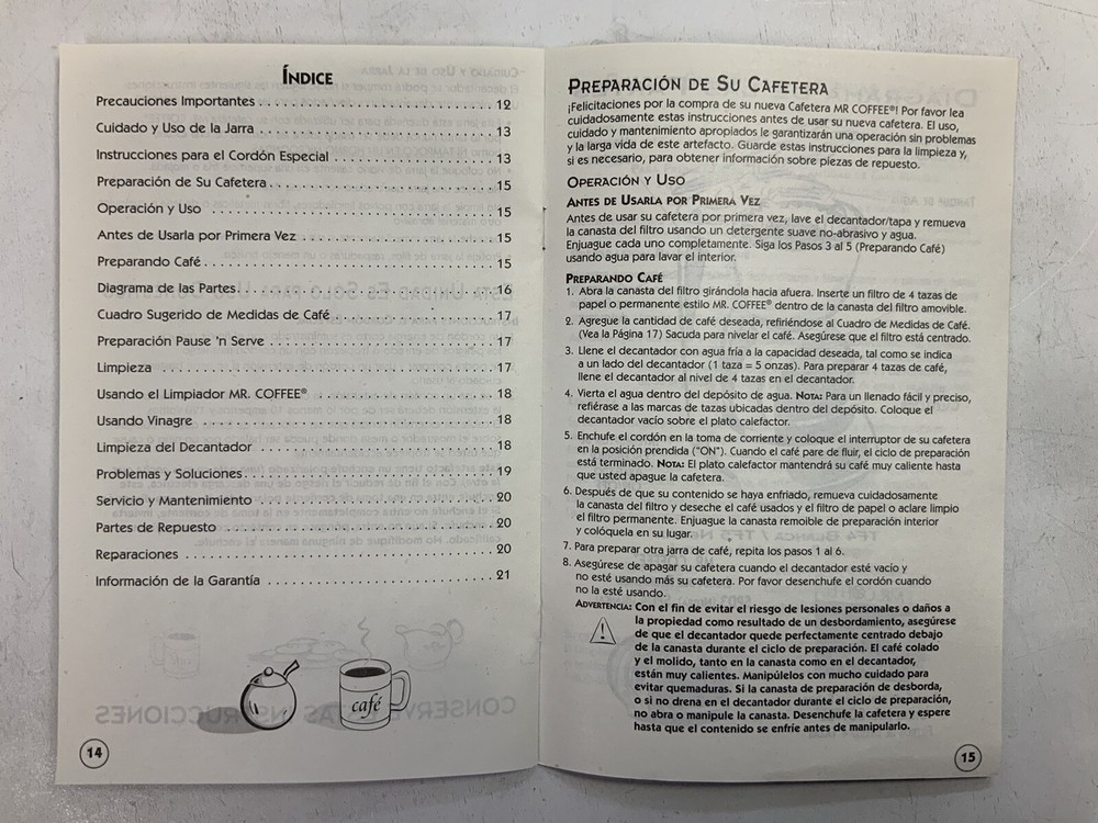 User Manual Mr Coffee Models TF4 & TF5 PreownedBookCom PreownedKitchenCom