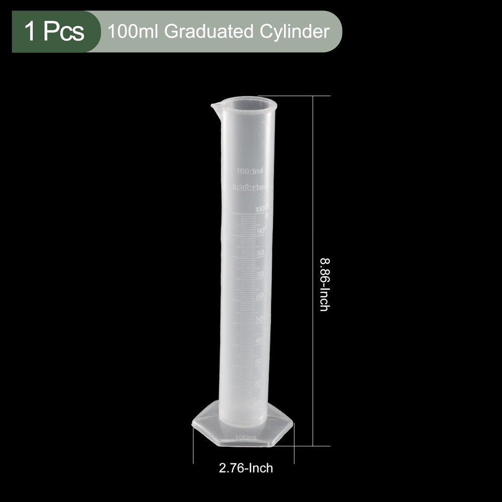 Measuring Cylinder,for DIY Project, Science Lab, (Clear White, 100ml)