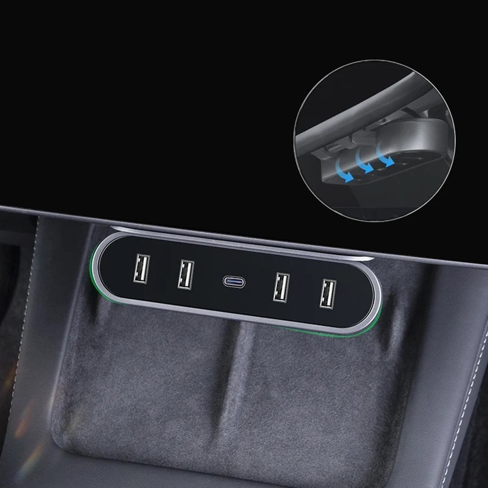 Foldable Charger Hub for Tesla For Model 3 Streamlined Under Screen Docking
