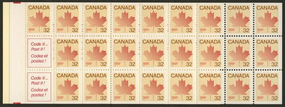 BOOKLET BK85a, MAPLE LEAF, (924a), PANE OF 25