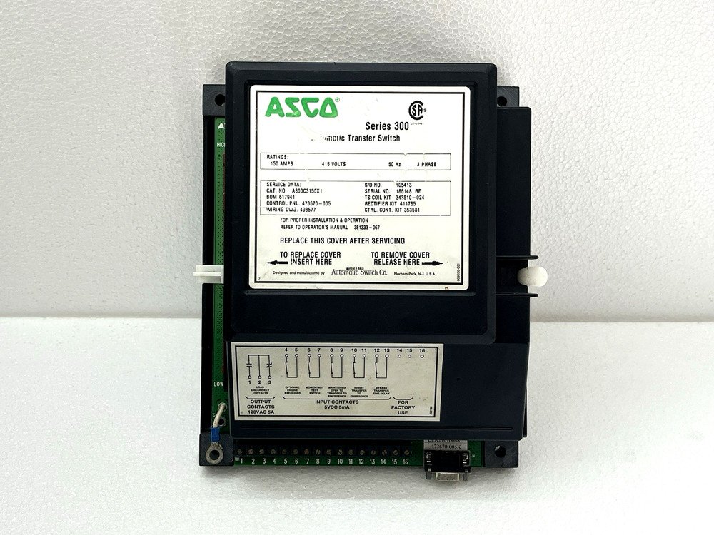 ASCO Series 300 Automatic Transfer Switch Controller Control Panel