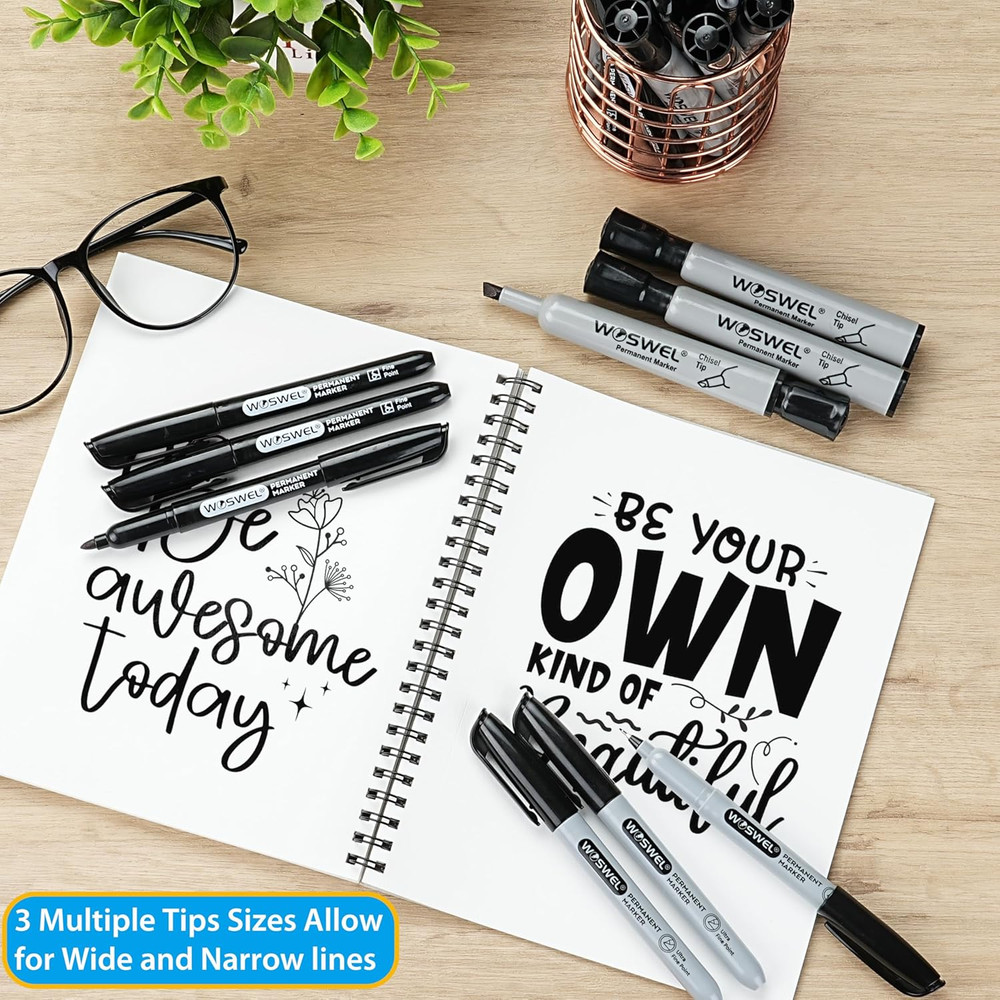 Permanent Markers 36 Variety Pack: Ultra-Fine, Chisel, Fine Tips