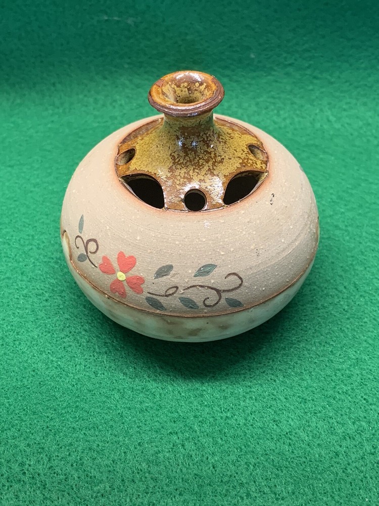 Clay Incense Burner-hand painted floral design