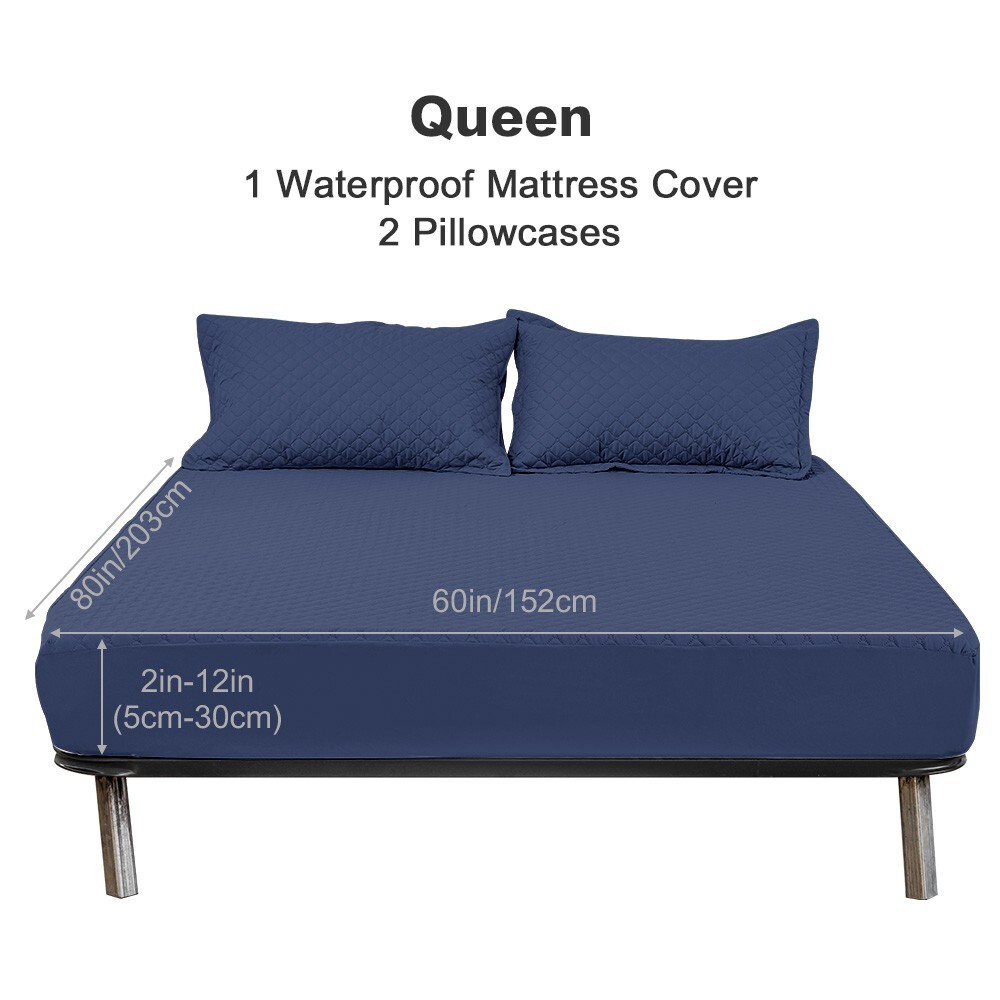 Soft Mattress Cover Solid Colored Bed Covers Waterproof For Queen Size