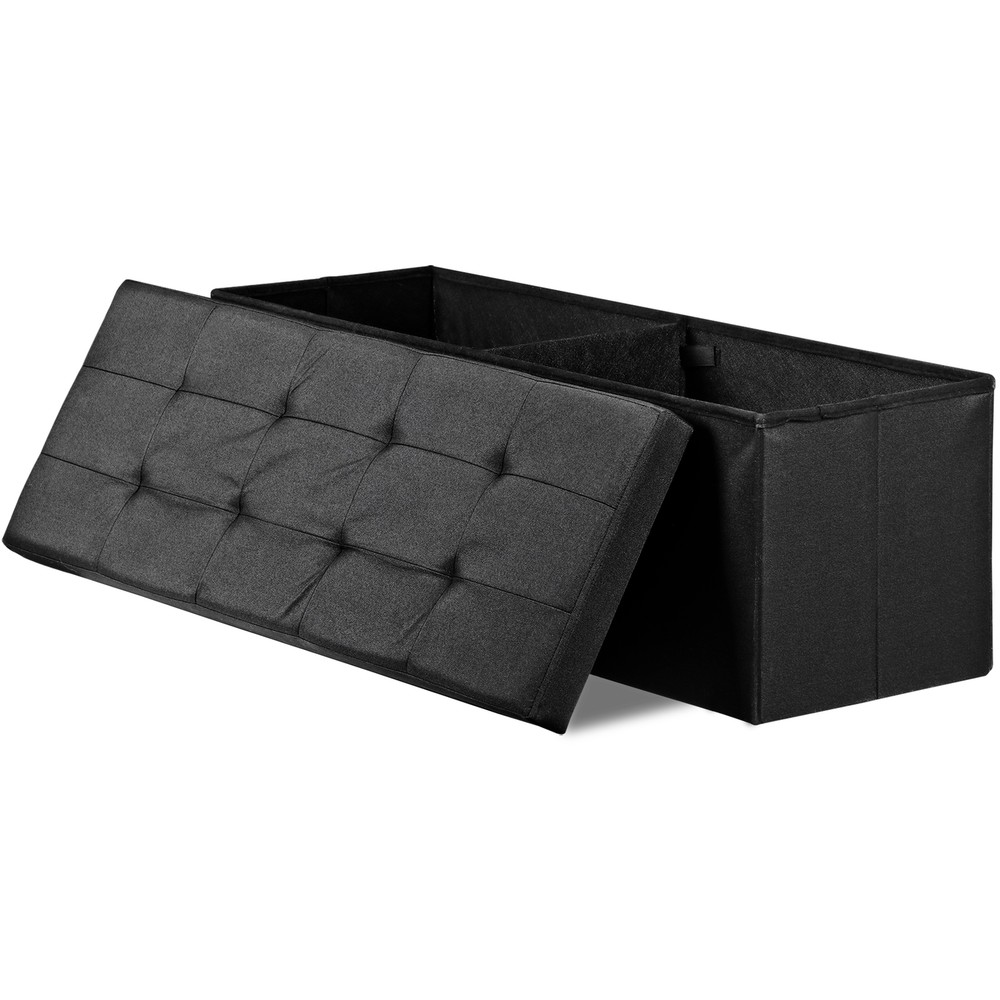 43" Folding Storage Ottoman Bench Footrest Storage Stools Home Decor Black