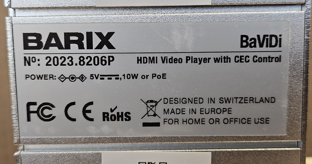 Barix BaViDi Video Display Controller Device Hdmi MPV500 Exstreamer Broadcasting