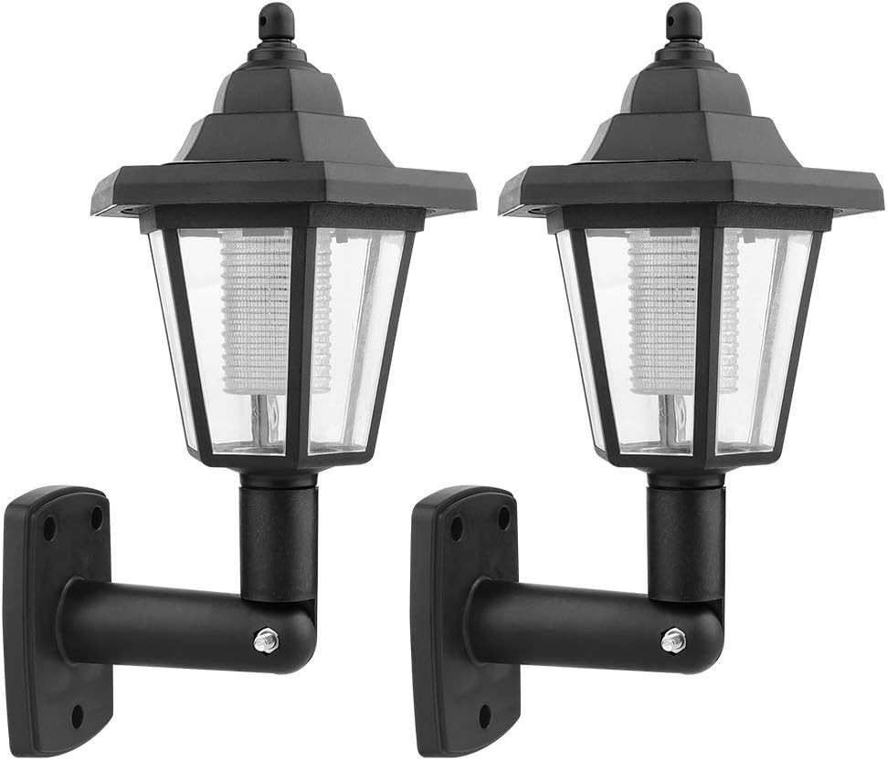 2 Pack Solar Wall Lanterns Hexagon Wall Sconce 180° Rotation Wall Mounted Solar