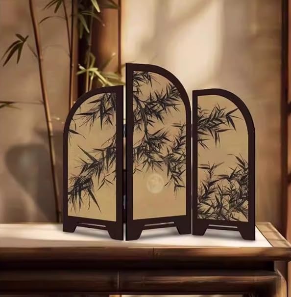 Table Screen,3 Panel Divider Desk Screen,Small Chinese Traditional Decoration...