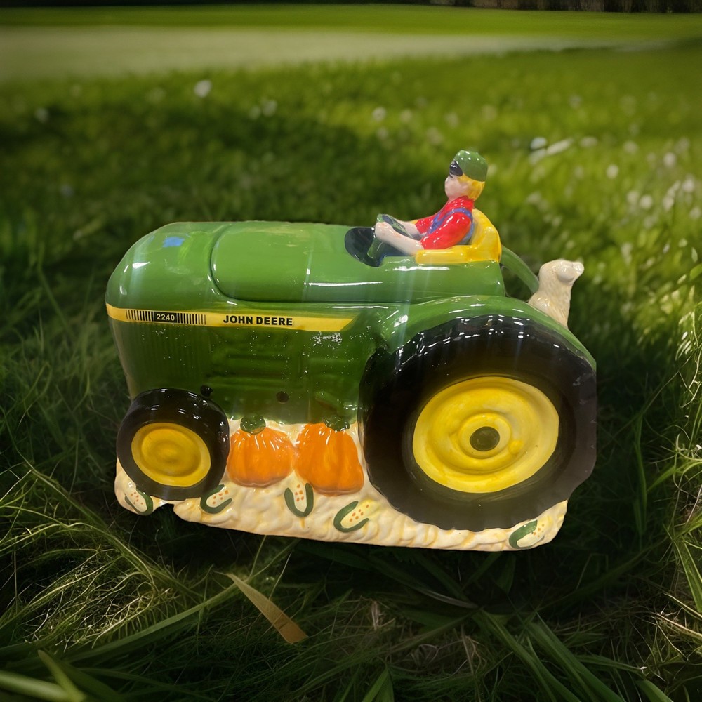 John Deere Summers Harvest Ceramic Cookie Jar Tractor