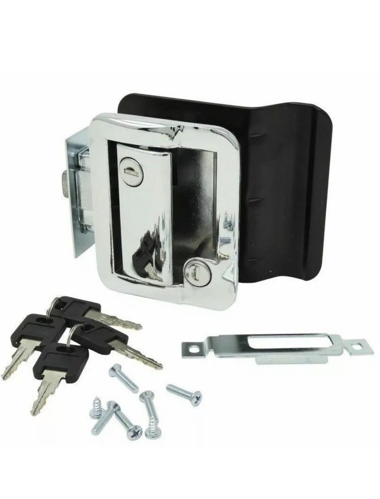 Chrome RV Paddle Entry Door Lock Latch | Handle Knob | Deadbolt Lock | Camper