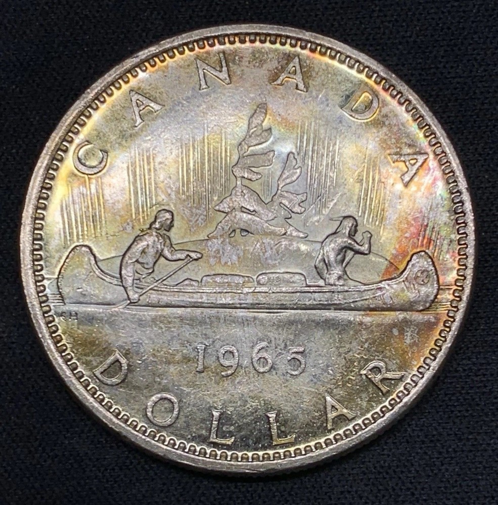 1965 Canada Silver Dollar $1 -  Colorful Toned