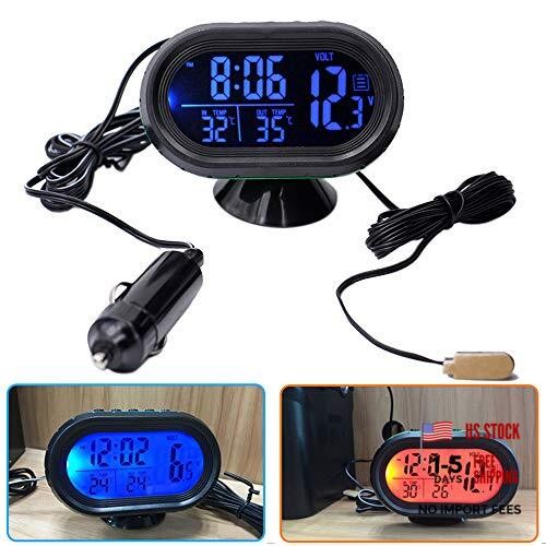 Car Thermometer LCD Digital Clock -  12-24V Multifunctional Temperature