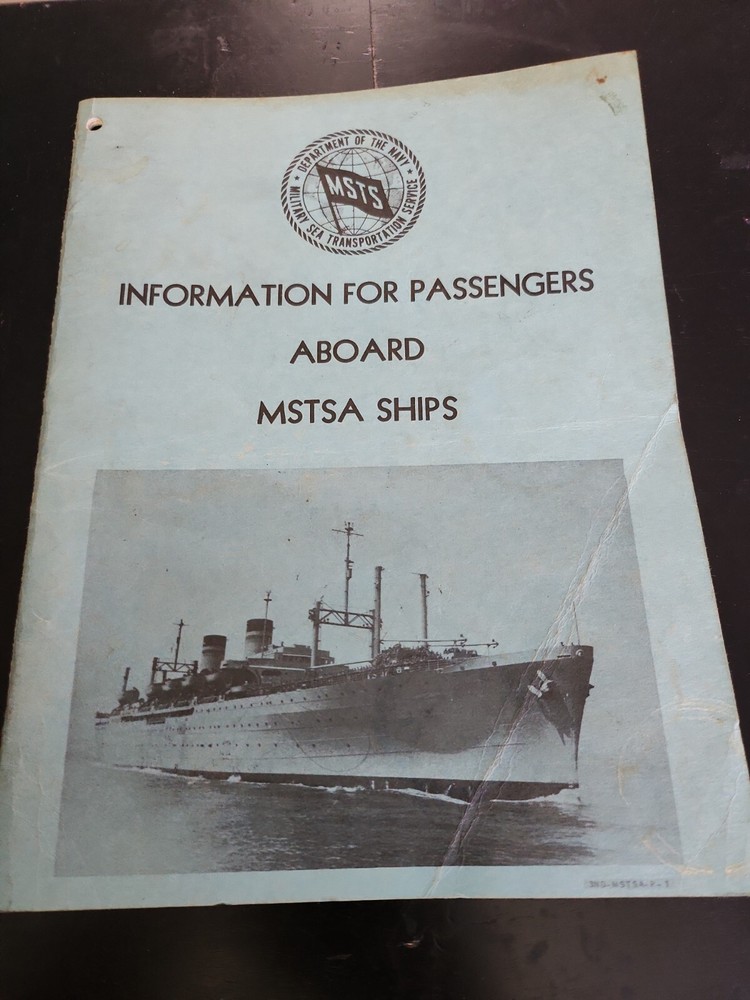 Vtg 1951 Navy WW2 Info For Passengers Aboard MSTSA Ships Rare