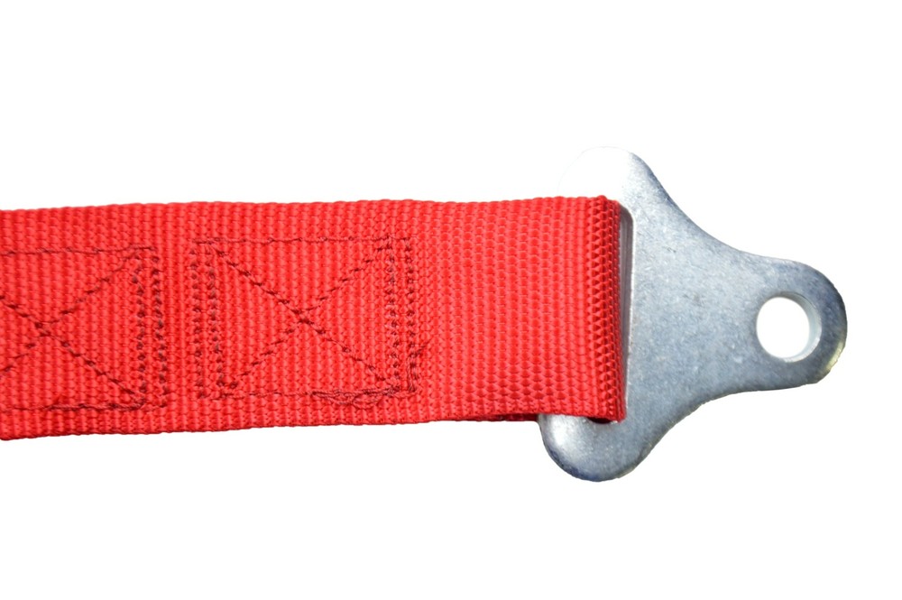 THREE POINT SEAT BELT RACE HARNESS 2" LATCH & LINK PULL UP LAP BELTS RED