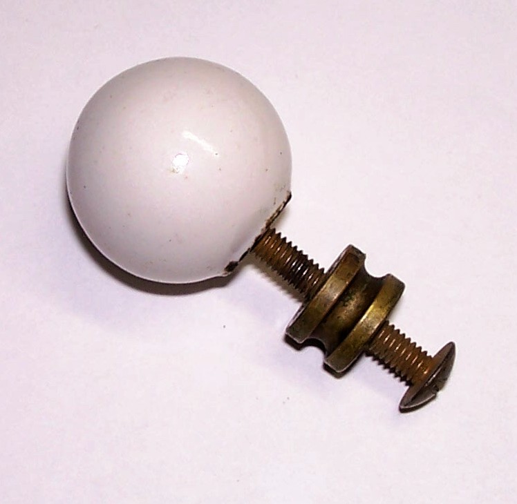 2 pcs. Vintage Drexel Declaration Knobs, Pulls Kipp Stewart Porcelain / Brass