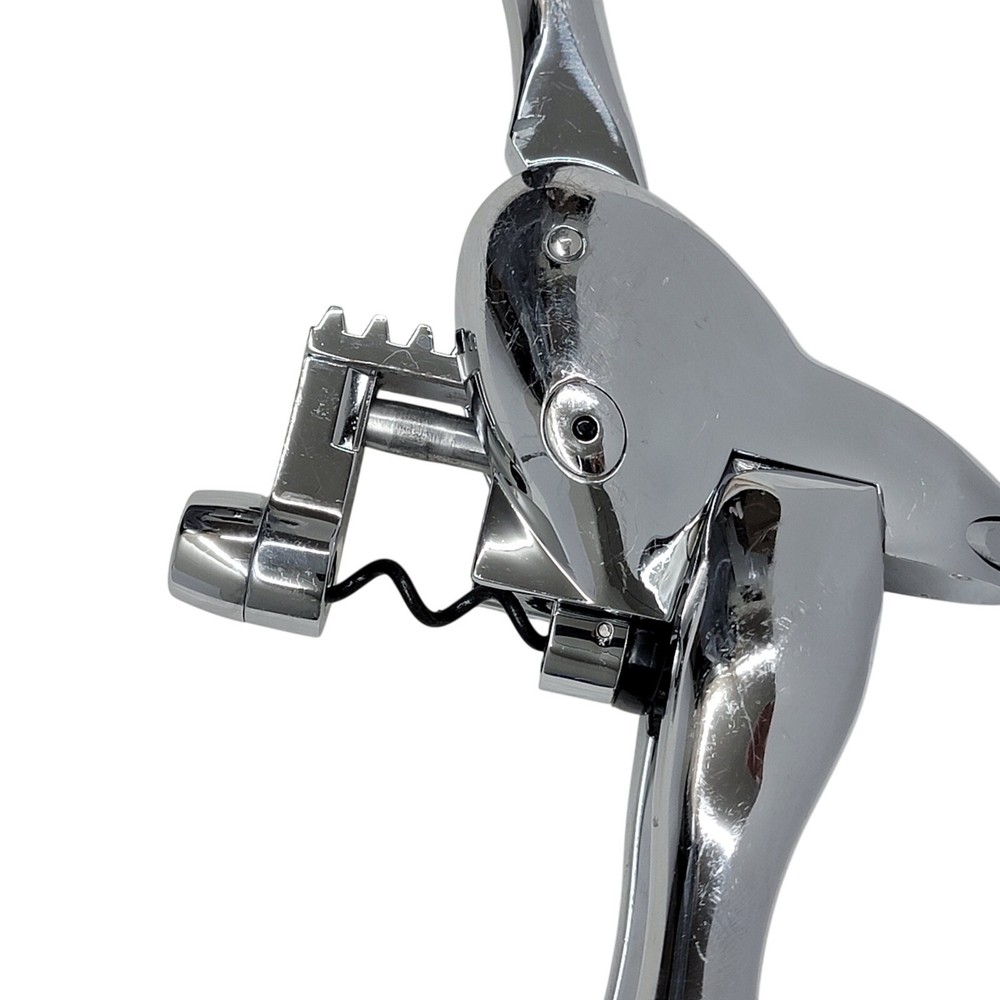 Metrokane Rabbit Vertical Corkscrew Silver Chrome Wine Opener Lever Tool